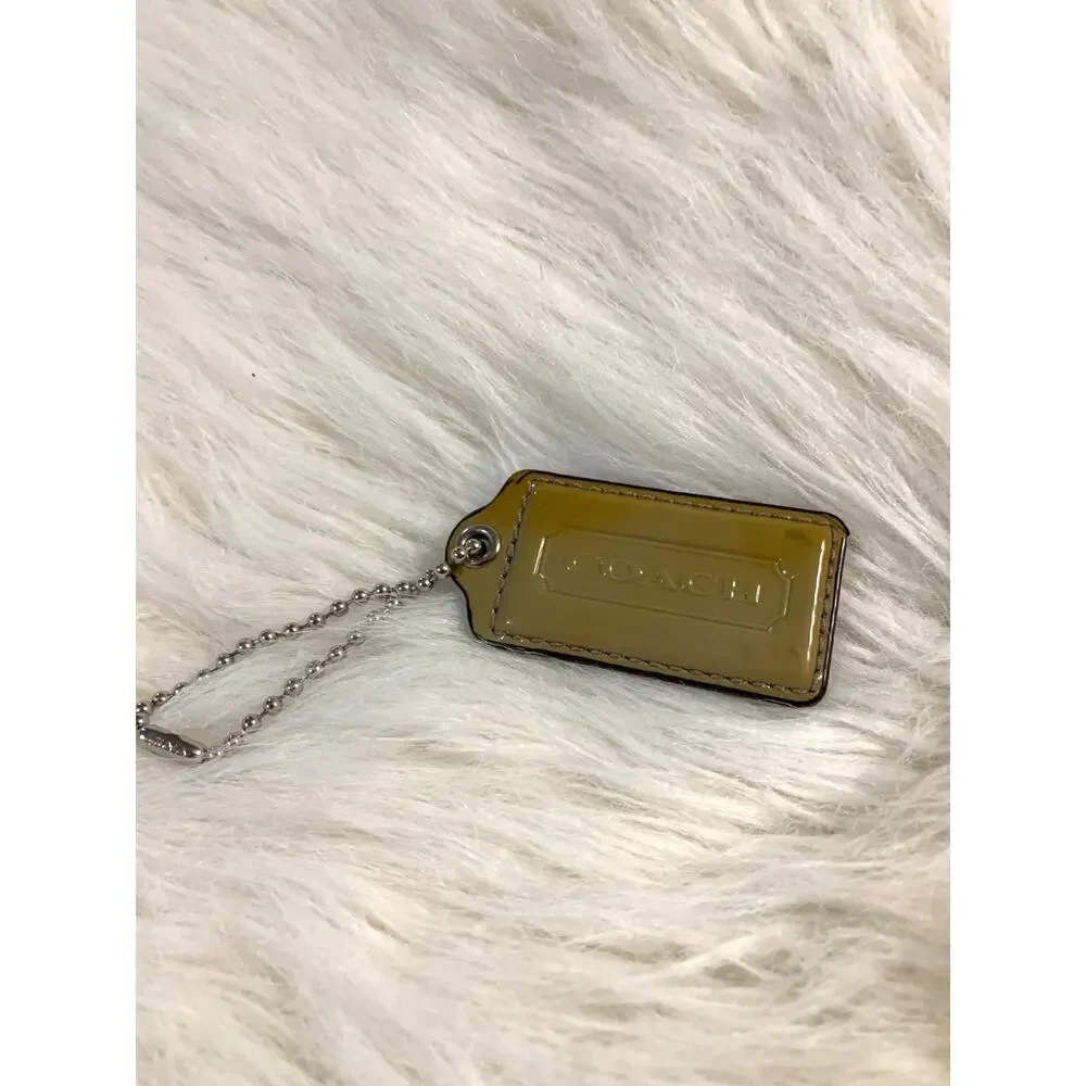 Authentic COACH Grass Green Patent Leathe Lozenge Hang Tag Purse Charm 2.5
